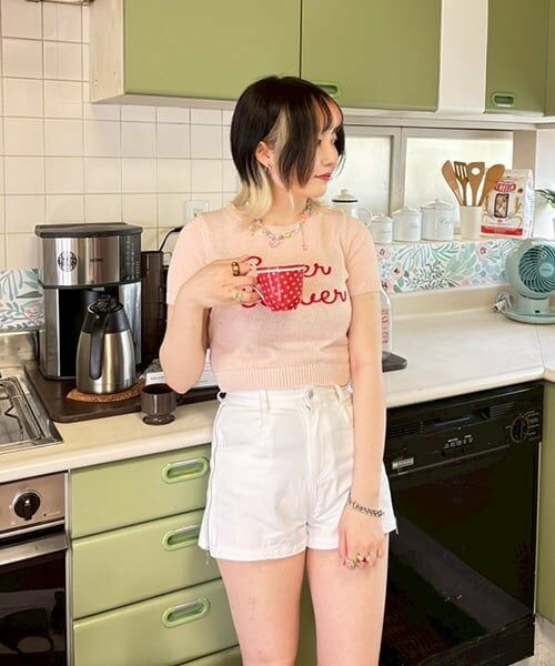 Mi-je / ミジェ ニット・セーター | チェーン刺しゅうロゴ半袖ニット【韓国ファッション】 | 詳細12