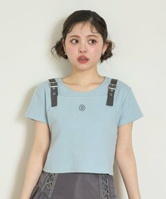 Mi-je / ミジェ Tシャツ | ビスチェレイヤード風半袖テレコ【韓国ファッション】