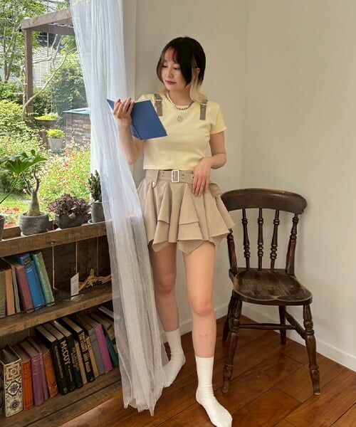 Mi-je / ミジェ Tシャツ | ビスチェレイヤード風半袖テレコ【韓国ファッション】 | 詳細12