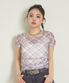 Mi-je / ミジェ Tシャツ | チェックシアー半袖インナー【韓国ファッション】