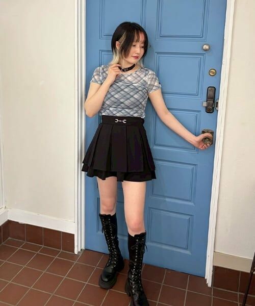 Mi-je / ミジェ Tシャツ | チェックシアー半袖インナー【韓国ファッション】 | 詳細11