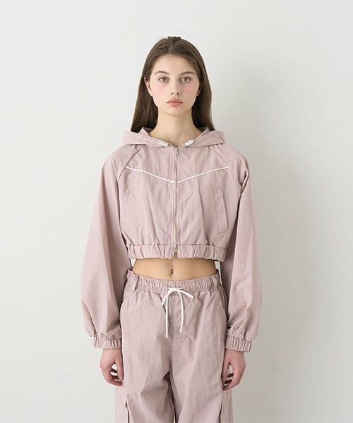 Mi-je / ミジェ ブルゾン | ナイロンZIPパーカ【韓国ファッション】（ピンク）
