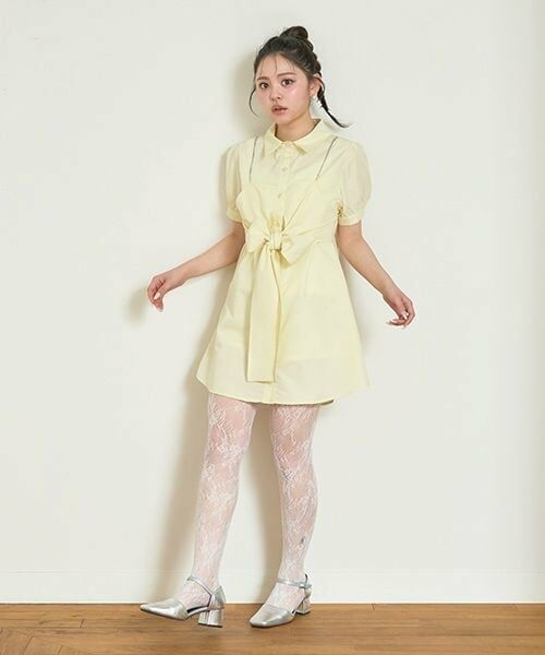 Mi-je / ミジェ ミニ丈・ひざ丈ワンピース | ビスチェつきシャツワンピース【韓国ファッション】（黄）