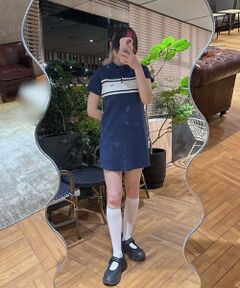 Mi-je / ミジェ ミニ丈・ひざ丈ワンピース | ニットポロワンピース【韓国ファッション】