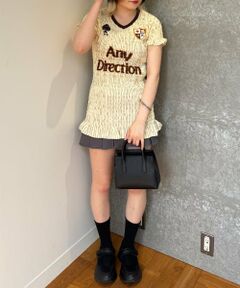 Mi-je / ミジェ ミニ丈・ひざ丈ワンピース | ギャザーロゴワンピース【韓国ファッション】