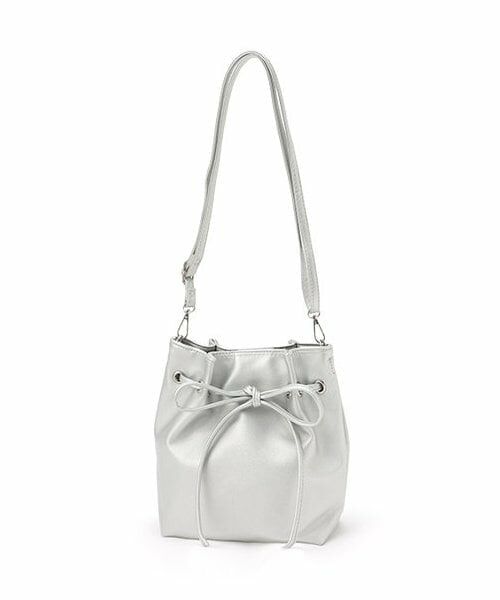 Mi-je / ミジェ ショルダーバッグ | リボン巾着ショルダー【韓国ファッション】（シルバー）