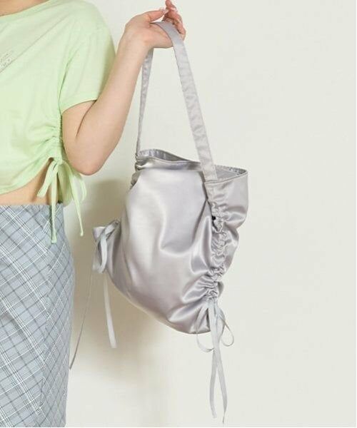 Mi-je / ミジェ トートバッグ | シャーリングトート【韓国ファッション】（グレー）