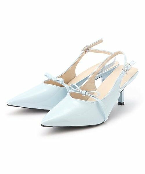 Mi-je / ミジェ サンダル | エナメルリボンサンダル【韓国ファッション】（ブルー）