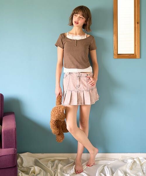 Mi-je / ミジェ ミニ・ひざ丈スカート | カラーデニムミニスカート | 詳細3