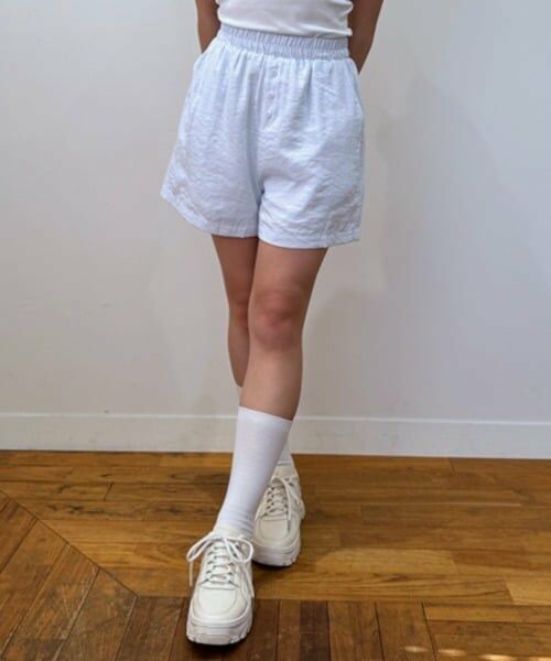 Mi-je / ミジェ ショート・ハーフ・半端丈パンツ | シアーショートパンツ【韓国ファッション】（サックス）
