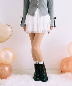 Mi-je / ミジェ ショート・ハーフ・半端丈パンツ | レースティアードスカパン【韓国ファッション】