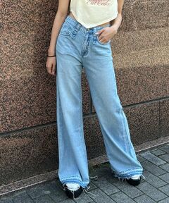 Mi-je / ミジェ その他パンツ | デニム裾加工ワイドパンツ【韓国ファッション】