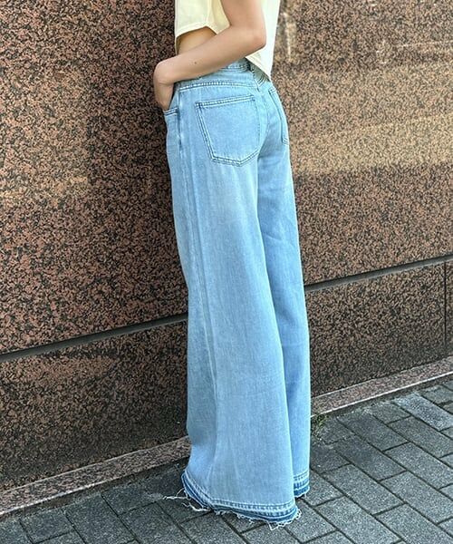 Mi-je / ミジェ その他パンツ | デニム裾加工ワイドパンツ【韓国ファッション】 | 詳細1