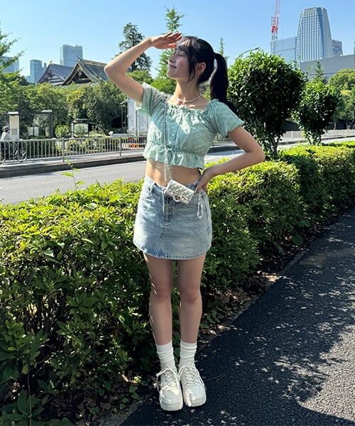 Mi-je / ミジェ ショート・ハーフ・半端丈パンツ | デニム台形スカパン | 詳細1