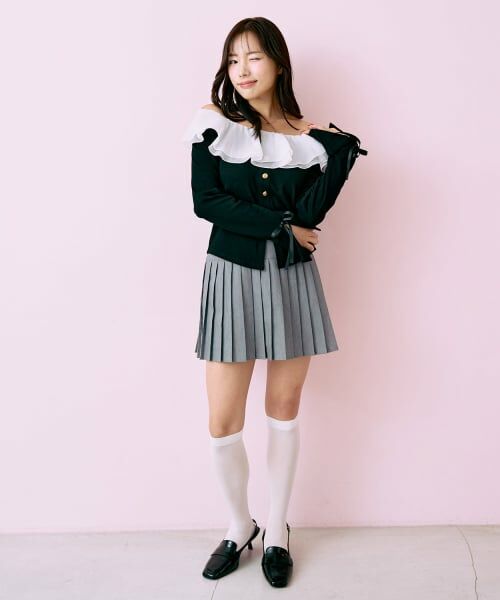 Mi-je / ミジェ ミニ・ひざ丈スカート | ロゴプレートプリーツスカート【韓国ファッション】 | 詳細1