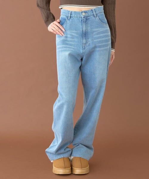 Mi-je / ミジェ その他パンツ | レースポケットデニムパンツ【韓国ファッション】（ライト ブルー）