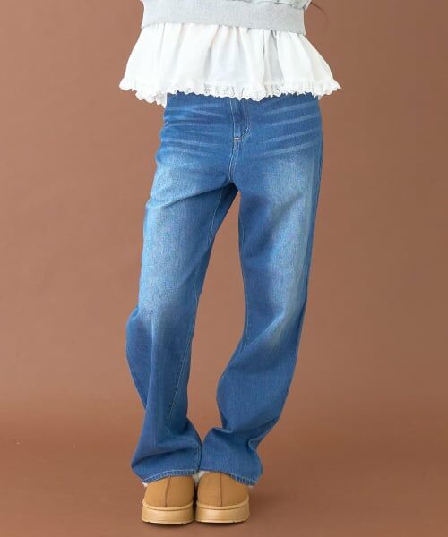 Mi-je / ミジェ その他パンツ | レースポケットデニムパンツ【韓国ファッション】（ディープ ブルー）