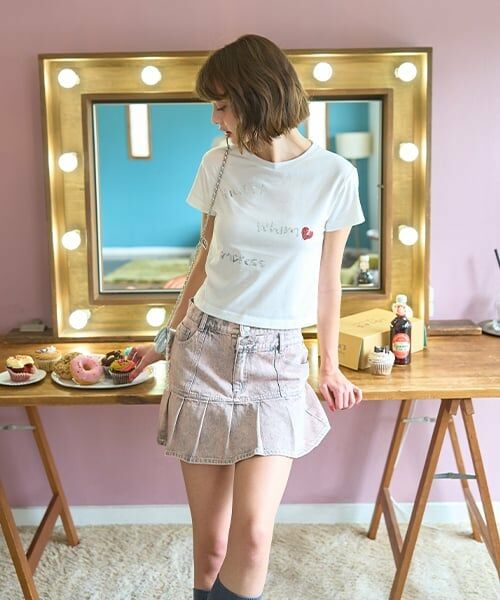 Mi-je / ミジェ Tシャツ | スパンコールロゴ半袖Tシャツ【韓国ファッション】 | 詳細2