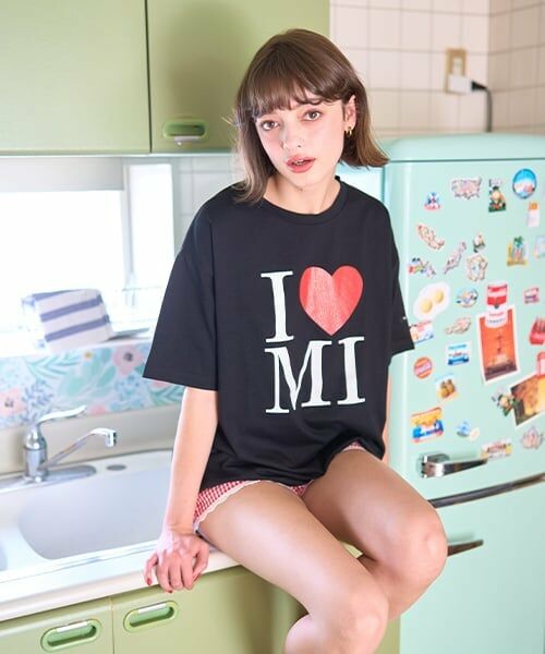 Mi-je / ミジェ Tシャツ | ロゴ半袖Tシャツ【韓国ファッション】（黒）