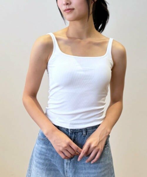 Mi-je / ミジェ キャミソール・チューブトップ | ベーシックタンクトップ【韓国ファッション】（オフ ホワイト）