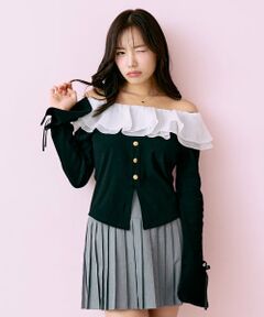 Mi-je / ミジェ ニット・セーター | フリルオフショルプルオーバー【韓国ファッション】