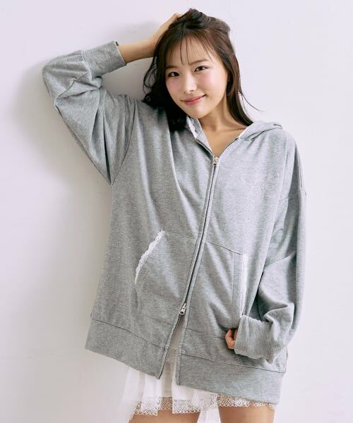 Mi-je / ミジェ スウェット | ロゴ刺繍ルーズパーカ【韓国ファッション】 | 詳細2