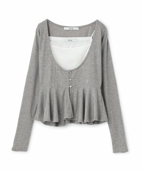 Mi-je / ミジェ Tシャツ | ペプラムレイヤードキャミSET【韓国ファッション】 | 詳細4