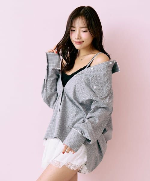Mi-je / ミジェ シャツ・ブラウス | ロゴプレート付チェックシャツ【韓国ファッション】 | 詳細2