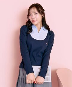 Mi-je / ミジェ Tシャツ | シャツレイヤードカットプルオーバー【韓国ファッション】