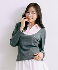 Mi-je / ミジェ Tシャツ | シャツレイヤードカットプルオーバー【韓国ファッション】