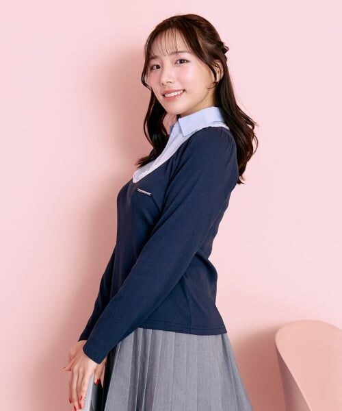 Mi-je / ミジェ Tシャツ | シャツレイヤードカットプルオーバー【韓国ファッション】 | 詳細1