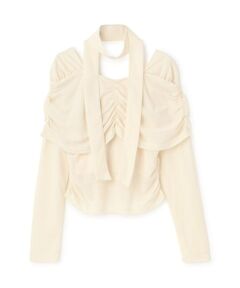 Mi-je / ミジェ Tシャツ | タイ付ギャザーオフショルカットソー【韓国ファッション】