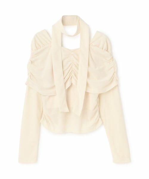 Mi-je / ミジェ Tシャツ | タイ付ギャザーオフショルカットソー【韓国ファッション】 | 詳細2