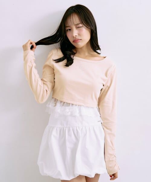 Mi-je / ミジェ Tシャツ | 裾フリルラインストーンTシャツ【韓国ファッション】 | 詳細2