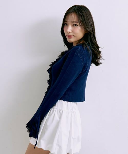 Mi-je / ミジェ ニット・セーター | フリルレースニットカーディガン【韓国ファッション】 | 詳細2