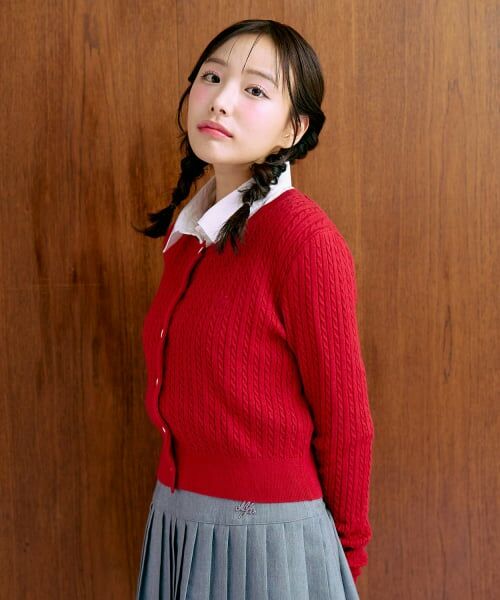 Mi-je / ミジェ ニット・セーター | ハート釦ケーブルカーディガン【韓国ファッション】 | 詳細1