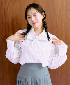 Mi-je / ミジェ シャツ・ブラウス | ボウタイロゴ刺しゅうシャツ【韓国ファッション】