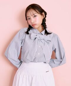 Mi-je / ミジェ シャツ・ブラウス | ボウタイロゴ刺しゅうシャツ【韓国ファッション】
