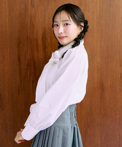 Mi-je / ミジェ シャツ・ブラウス | ボウタイロゴ刺しゅうシャツ【韓国ファッション】 | 詳細1
