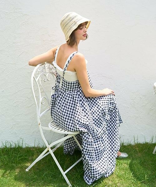 Mi-je / ミジェ ミニ丈・ひざ丈ワンピース | ギンガムチェックキャミワンピース【韓国ファッション】 | 詳細2