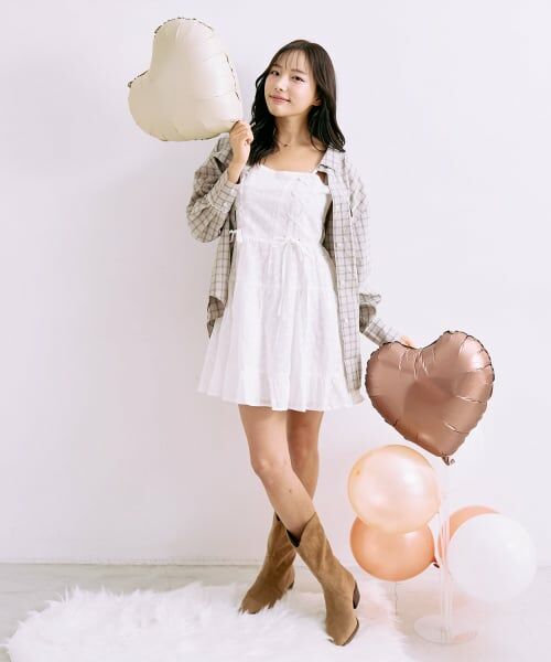Mi-je / ミジェ ミニ丈・ひざ丈ワンピース | レースアップキャミワンピース【韓国ファッション】 | 詳細5