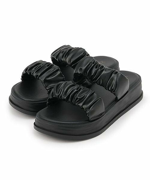 Mi-je / ミジェ サンダル | ギャザーバンドサンダル【韓国ファッション】（黒）