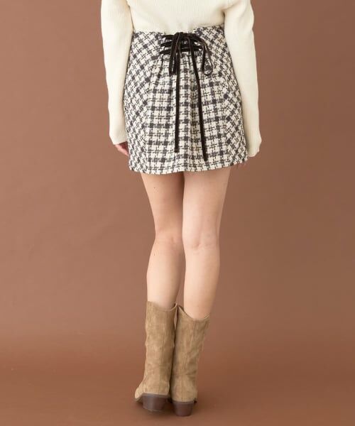 Mi-je / ミジェ ミニ・ひざ丈スカート | ツイードレースアップスカート【韓国ファッション】 | 詳細2