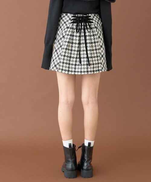 Mi-je / ミジェ ミニ・ひざ丈スカート | ツイードレースアップスカート【韓国ファッション】 | 詳細3