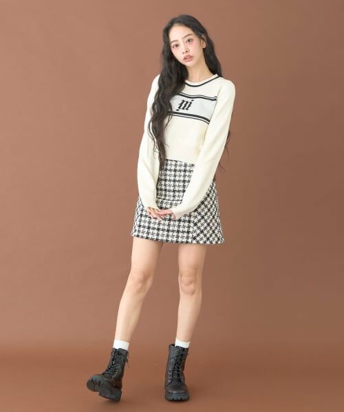 Mi-je / ミジェ ミニ・ひざ丈スカート | ツイードレースアップスカート【韓国ファッション】 | 詳細4