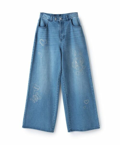 Mi-je / ミジェ その他パンツ | 【ベリエちゃん】ラインストーンデニムパンツ（ライト ブルー）