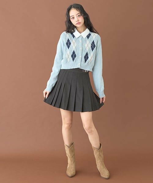 Mi-je / ミジェ ミニ・ひざ丈スカート | ダブルベルトプリーツスカート【韓国ファッション】 | 詳細1