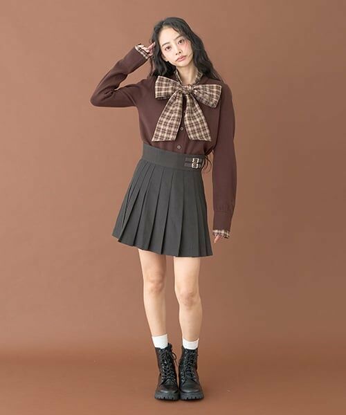 Mi-je / ミジェ ミニ・ひざ丈スカート | ダブルベルトプリーツスカート【韓国ファッション】 | 詳細3