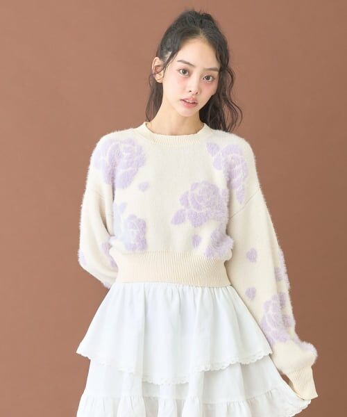 Mi-je / ミジェ ニット・セーター | ローズシャギーニット【韓国ファッション】（ラベンダー）