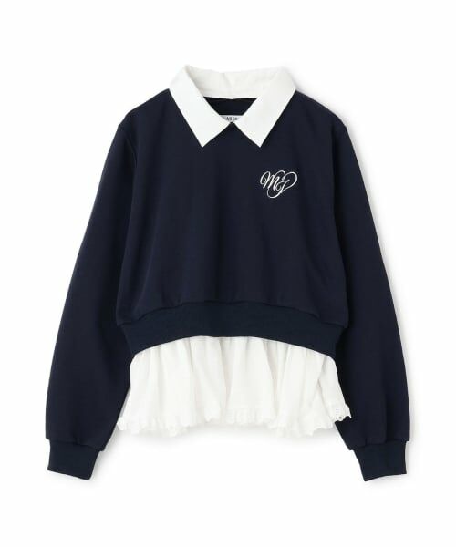 Mi-je / ミジェ スウェット | レイヤードペプラムトレーナー【韓国ファッション】（紺）